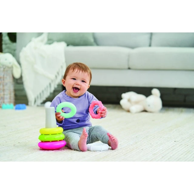 Pyramid with rings for stacking, Infantino, Pink