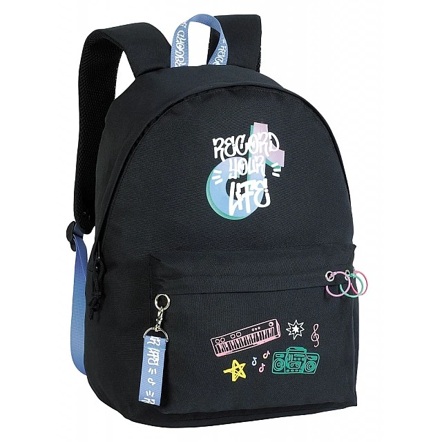 Record Your Life School Backpack, 44 x 32 x 14 cm, Black