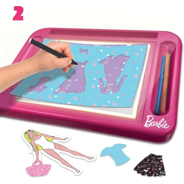 Creative set, Lisciani, Barbie, Drawing school with light board, Fashion studio with Barbie doll included