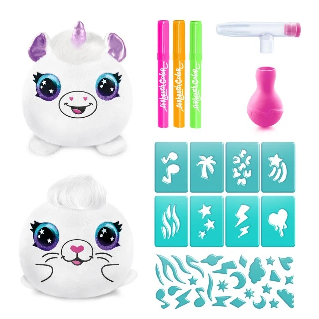 Творчески комплект, Canal Toys, Мини плюшена играчка за оцветяване, Неон, 10 см, 2 броя