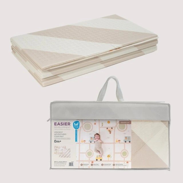 Бебешка двустранна подложка от пяна, Taf Toys, Пътни приключения, 150 x 200 см