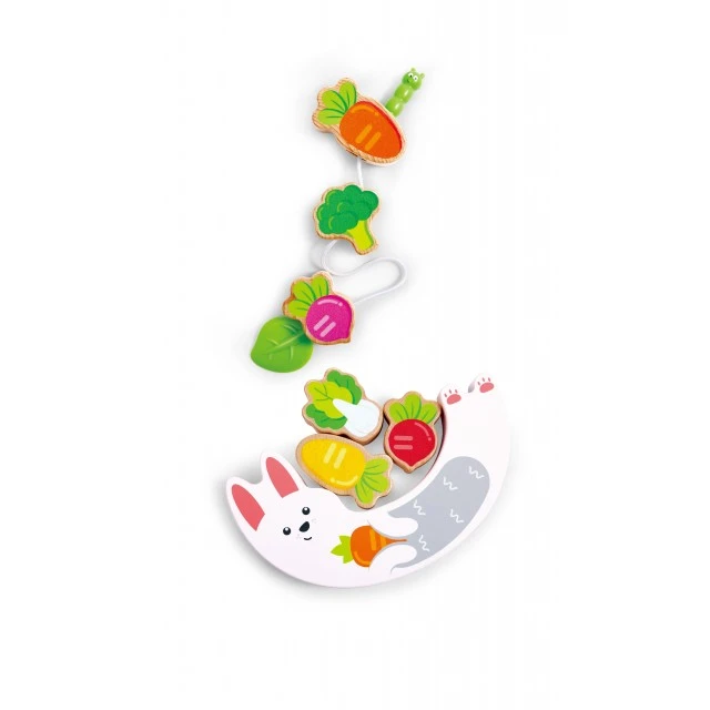 Интерактивна дървена играчка, Hape, Зайче, Баланс и нанизване