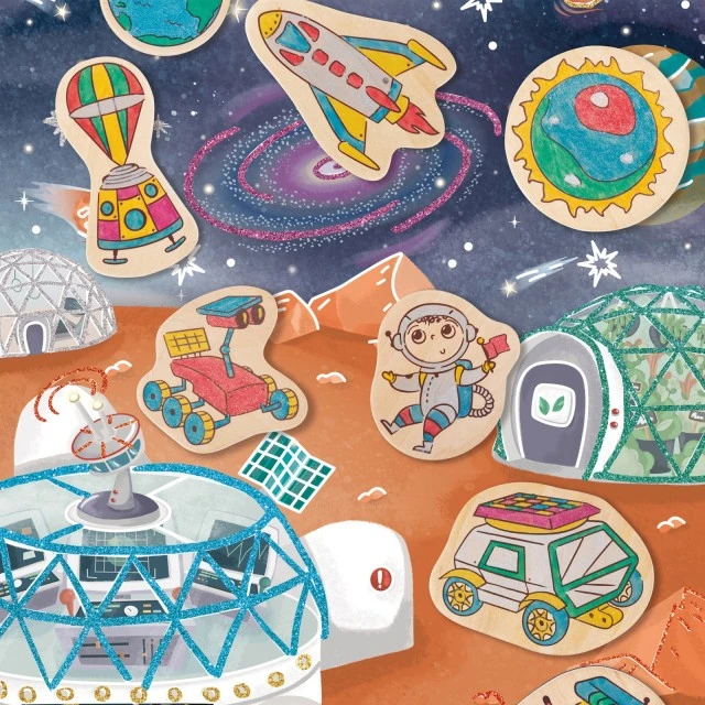 Творчески комплект, Hape, Направи си сам магнити, Живот на Марс, 17 части