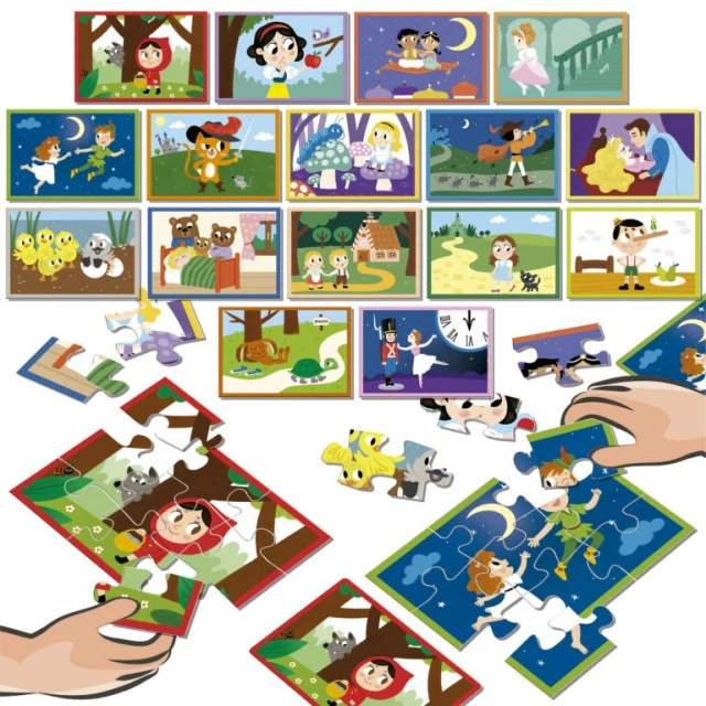 Puzzle battle set Educa 16 x 9 pieces Fairy Tales