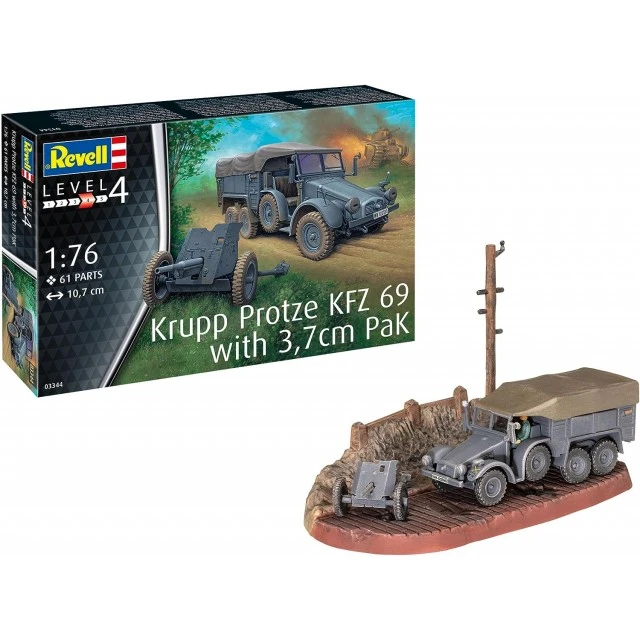 Assembled model Krupp Protze KFZ 69 with 3.7cm Pak, 61 parts