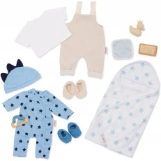 14" Doll Accessories Set Clothes for Boys, 11 Pieces, Blue