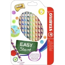 Комплект ергономични цветни моливи, Stabilo, EASYcolors right, ST331/12, 12 цвята, лява ръка