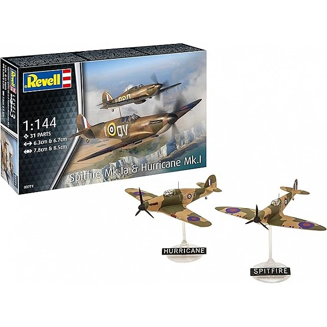 Assembly model, Revell, Spitfire aircraft and Hawker Hurricane aircraft
