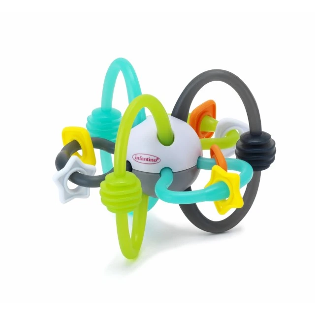 Baby rattle and teether, Infantino, Ball, White and black