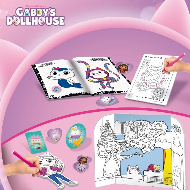 Творчески комплект, Lisciani, Gabby′s Dollhouse, 2 в 1 раница с комплект за рисуване
