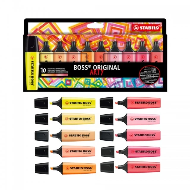 Комплект текст маркери, Stabilo, Boss Original Arty Warm Colours ST70/10-1-20, 10 цвята
