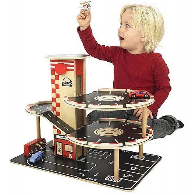 Wooden game Three-story parking