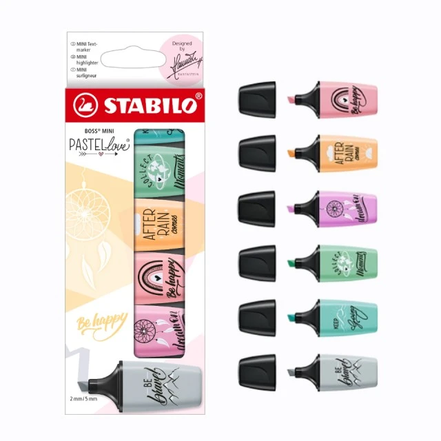 Set of text markers, Stabilo, Boss Mini Pastel Love 2.0 ST07/06-29, 6 colors
