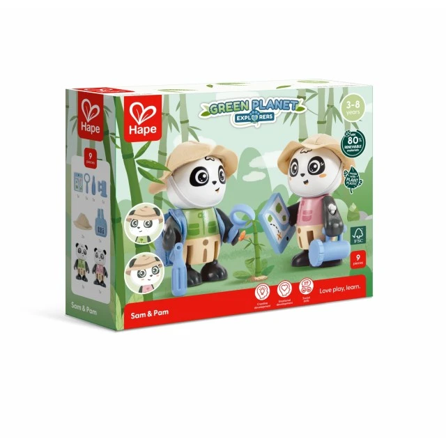 Wooden set, Hape, Pam and Sam, 8 pieces