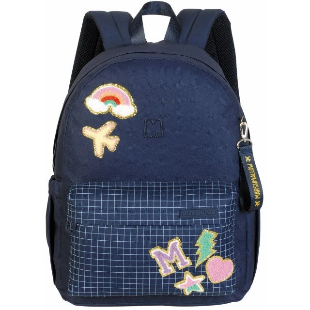 School backpack, Marshmallow, Chenill, 43x31x16cm, Dark blue