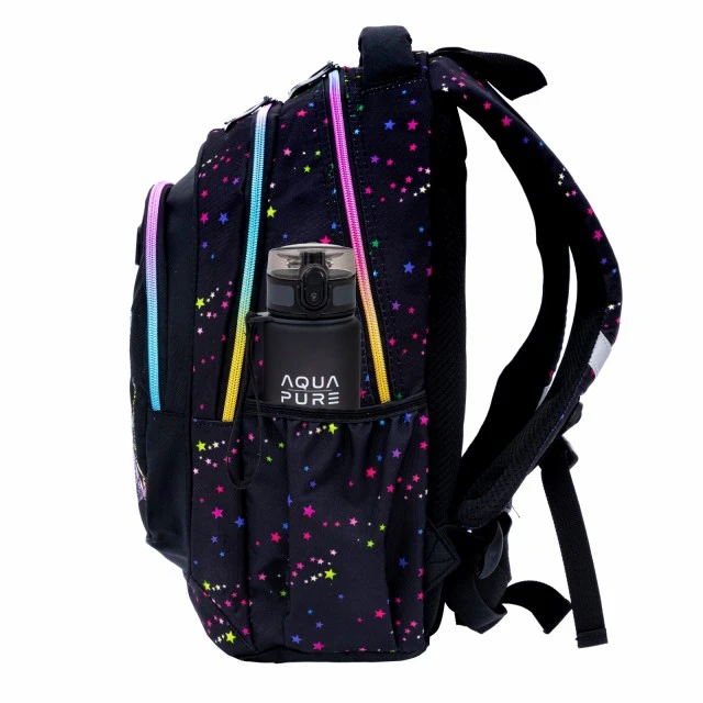 School backpack, Head, Gold kitten effect, AB330, 39 x 28 x 15 cm