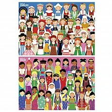 Puzzle, Educa, Girls from Europe and Asia 2 in 1, 2x100 pieces