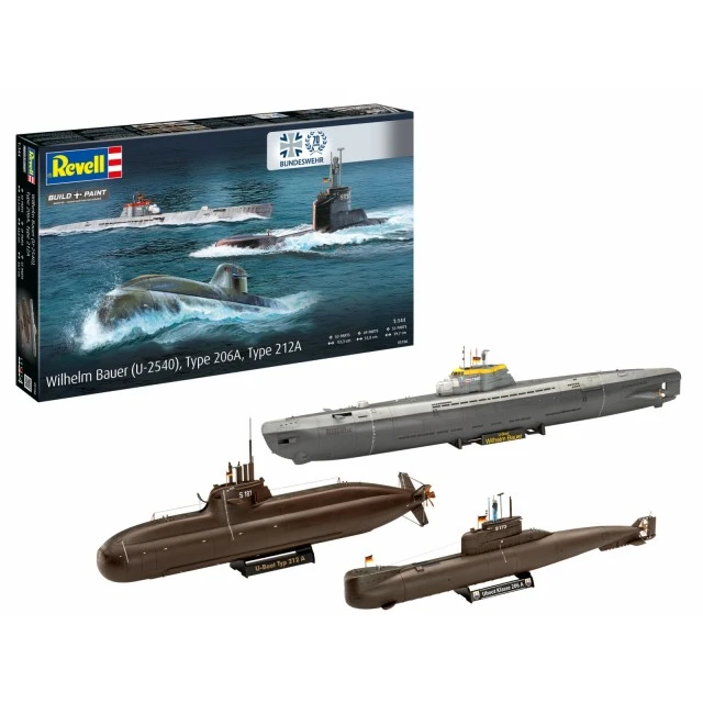 Assembly model kit, Revell, 70th anniversary Bundeswehr submarine: Wilhelm Bauer, Type 206A, Class2, 154 parts