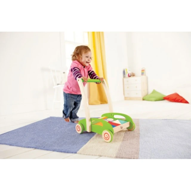 Wooden toy for walking and construction 2 in 1