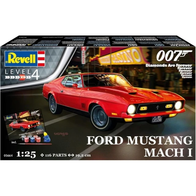 Комплект модел за сглобяване Ford Mustang Mach 1, James Bond 007, Diamonds Are Forever, 129 части