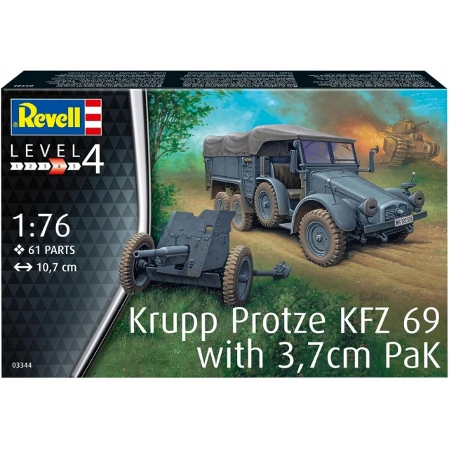 Assembled model Krupp Protze KFZ 69 with 3.7cm Pak, 61 parts