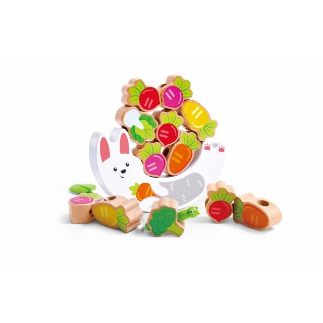 Интерактивна дървена играчка, Hape, Зайче, Баланс и нанизване