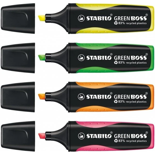 Настолен комплект текст маркери, Stabilo Green Boss ST6070/04, 4 цвята