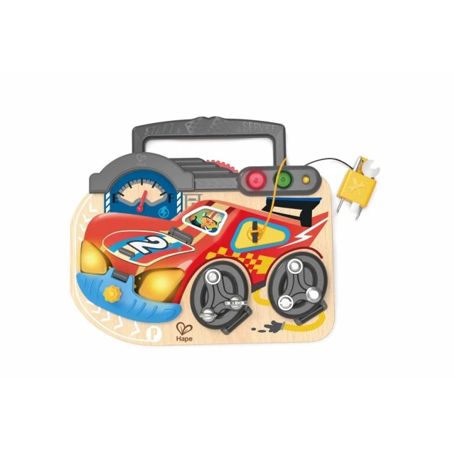 Interactive wooden set, Hape, Educational board, The little racer