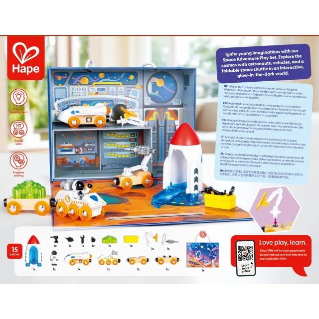 Комплект за игра, Hape, Космическо приключение, 15 части