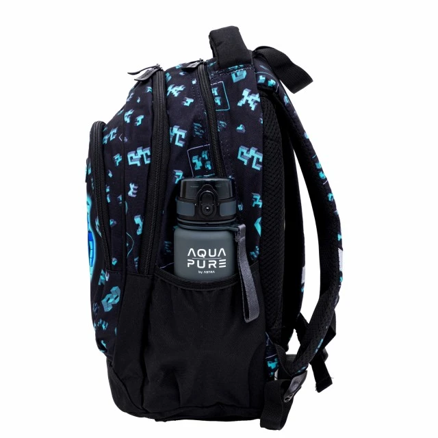 School backpack, Astra, Dark Pixel, AB330, 39 x 28 x 15 cm