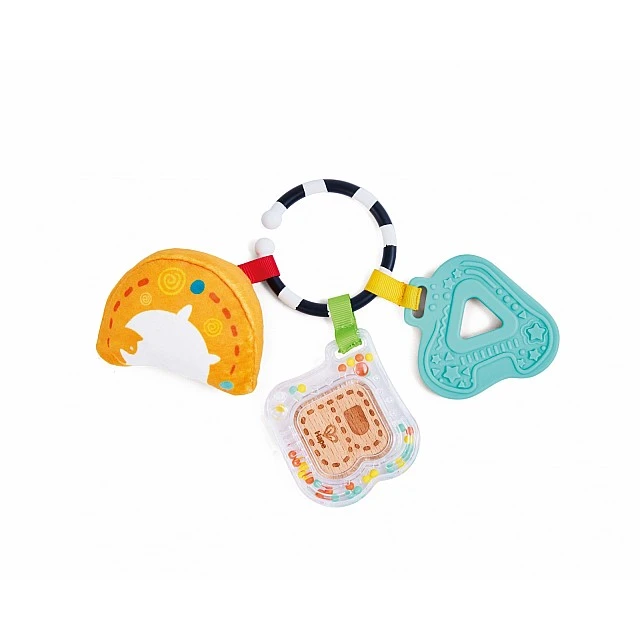 Бебешка сензорна играчка, Hape, Гризалка, дрънкалка и плюшена играчка ABC