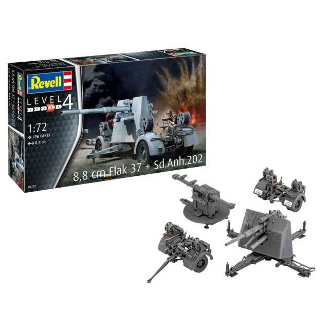 Assembled model 8.8 cm Flak 37 + Sd.Anh.202, 196 parts