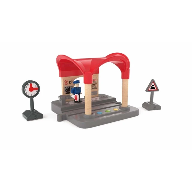 Комплект за игра, Hape, Интерактивна ЖП гара, 5 части