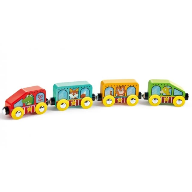 Wooden set, Hape, Colorful adventure train, Animals