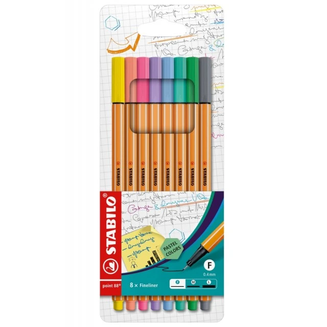 Fineliner set, Stabilo, Point 88 Pastel ST88/8-01, 8 colors