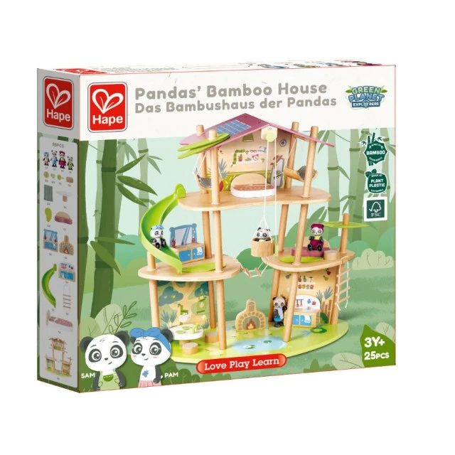 Wooden set Bamboo panda house, 25 pieces