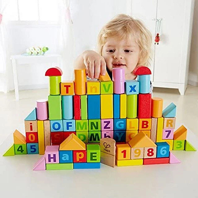 Set of wooden cubes with numbers and letters 80 pieces