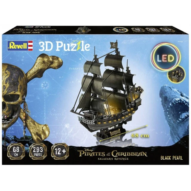 Puzzle Pirates of the Caribbean, Black Pearl with LED lighting, 293 pieces