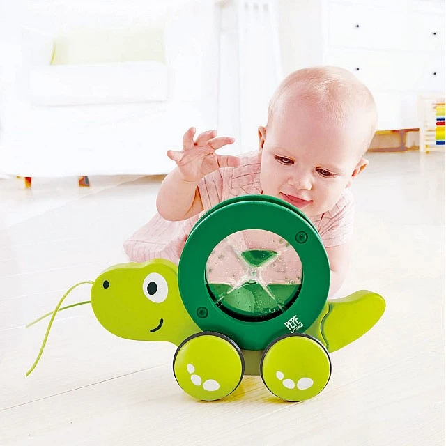 Childrens wooden turtle to pull