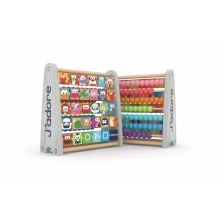 Wooden double sided abacus with letters and shapes, J′adore