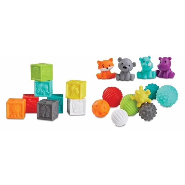 Комплект сензорни бебешки играчки, Infantino, 20 броя