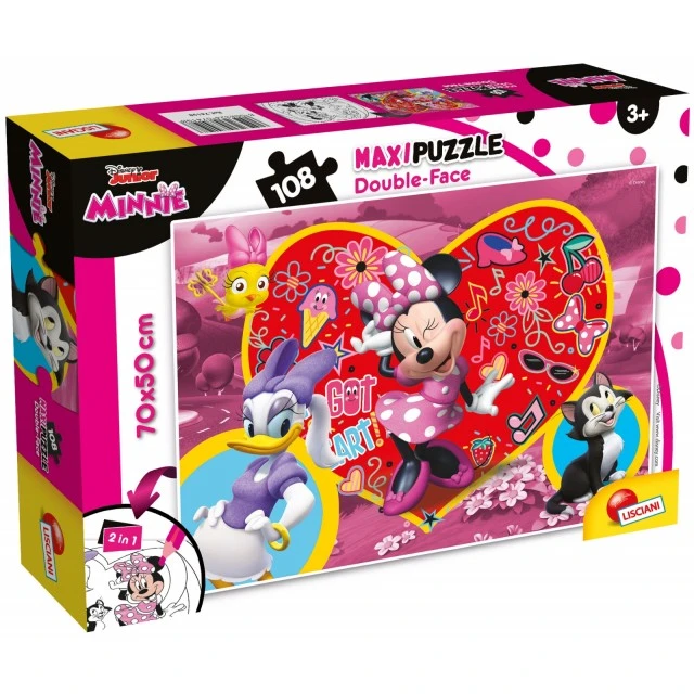 Puzzle, Lisciani, Minnie Mouse, Double-sided puzzle 108 pieces