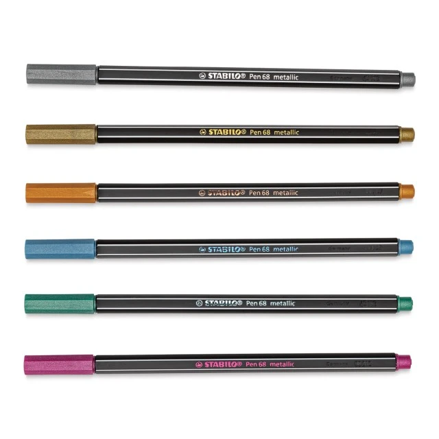Set of felt-tip pens, Stabilo, Pen 68 Metallic ST6806/8-11-01, 6 colors