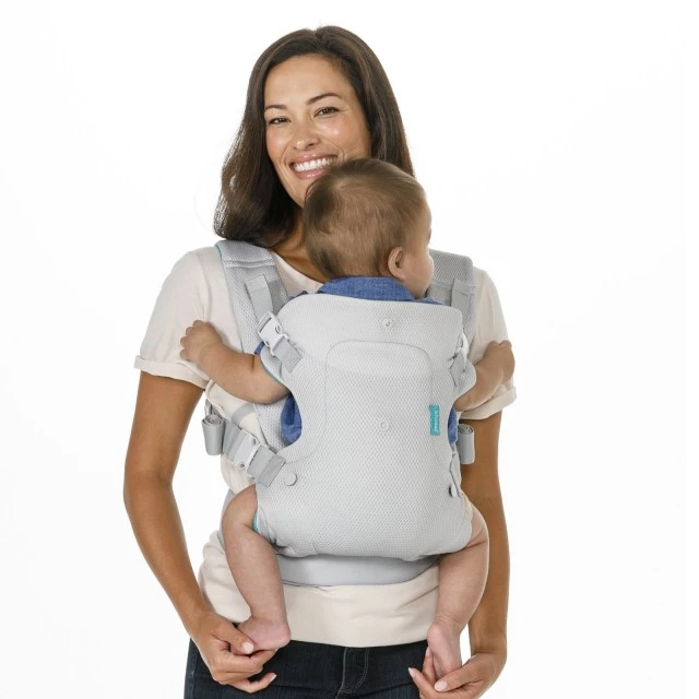 Ergonomic baby carrier, Infantino, Flip 4 in 1, With breathable fabric, Light gray, from 3.6 to 14.5 kg.