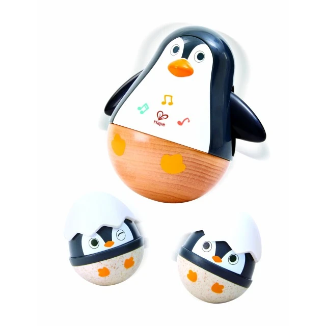 Комплект бебешки дрънкалки, Hape, Семейство пингвини
