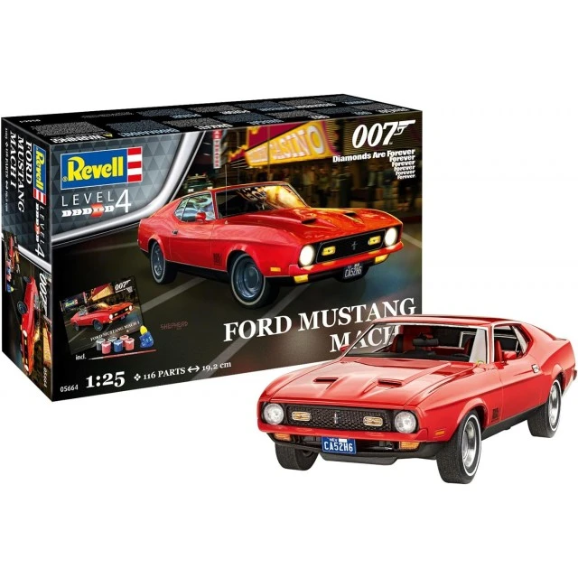 Комплект модел за сглобяване Ford Mustang Mach 1, James Bond 007, Diamonds Are Forever, 129 части