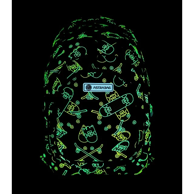 School backpack, Astra, AB330, Skateboards with neon effect, 39x28x15cm