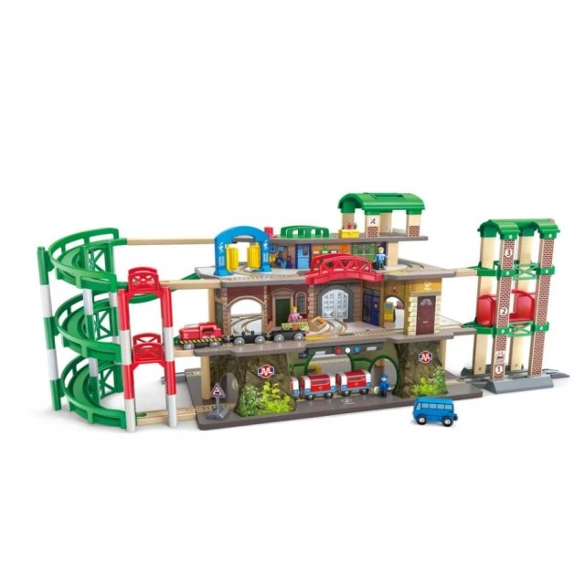 Railway set, Hape, Multi-storey city railway set, 58 pieces