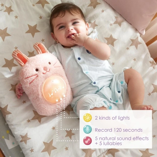 Interactive toy, Hape, Musical plush sleep lamp, Bunny, 23 x 15.5 x 9 cm