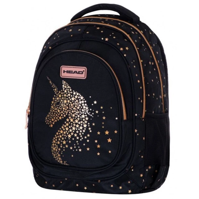 School backpack, Head, Golden Unicorn, 39x28x15cm